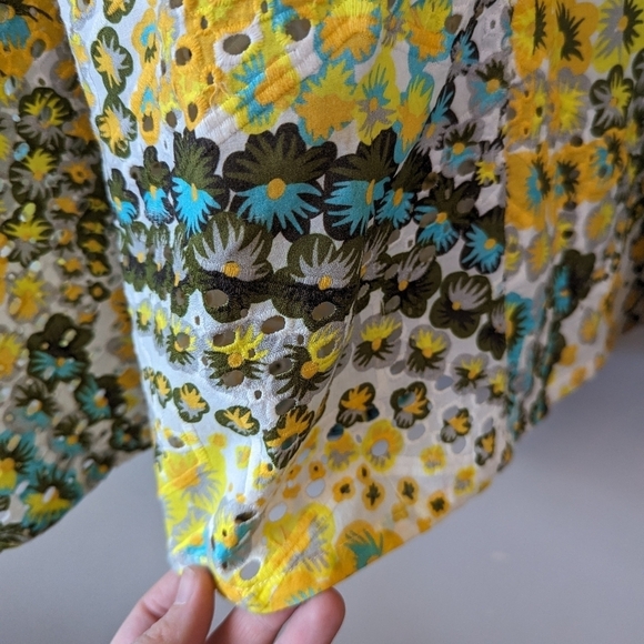 MSGM Eyelet Patchwork Floral Trapeze Mini Dress Sun Dress 70s Mod - Picture 8 of 14